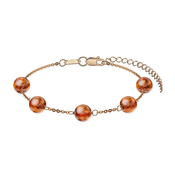 Браслет из позолоченного серебра с янтарем